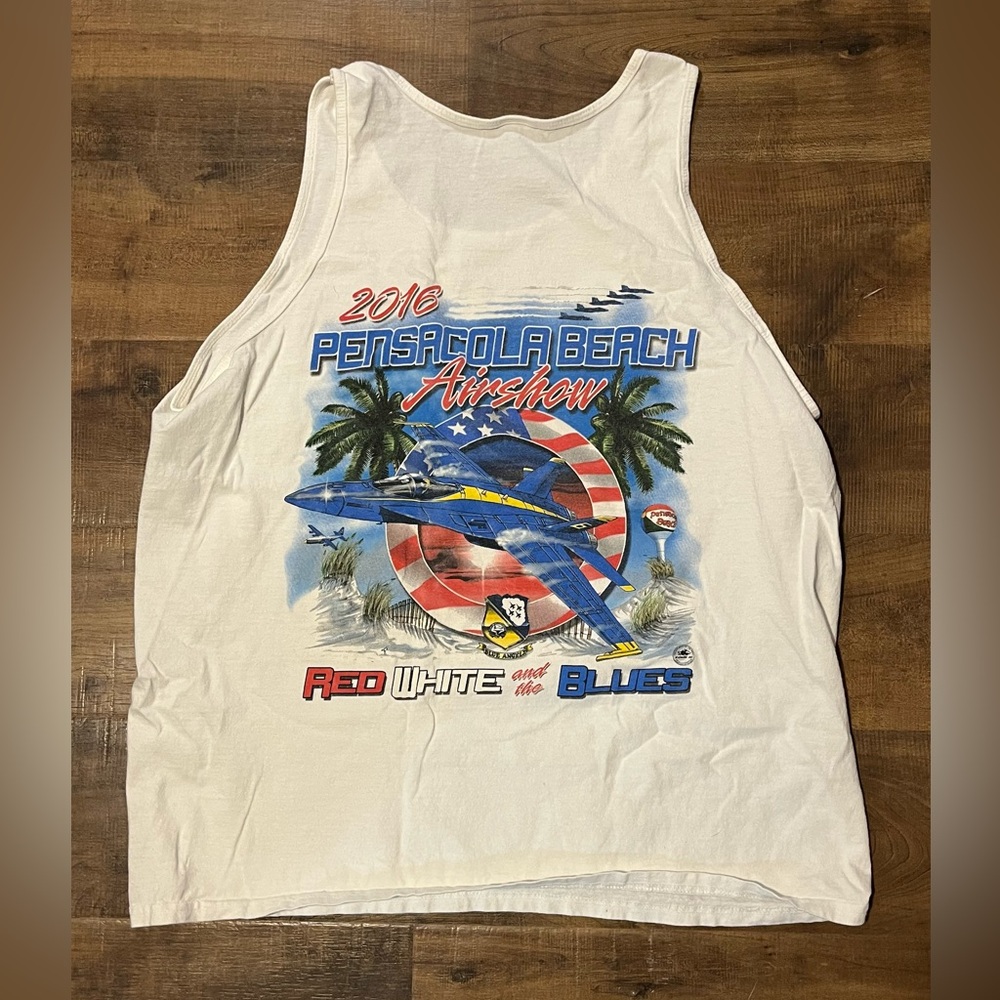 Vintage Y2K 2016 Pensacola Beach Airshow Tank Top - White XL
